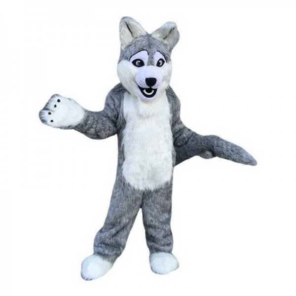 Long Grey wolf Mascot Costume