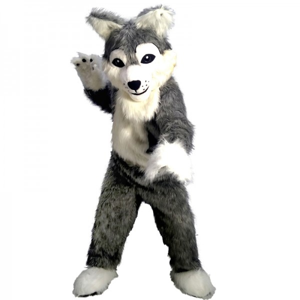 Long Grey wolf Mascot Costume