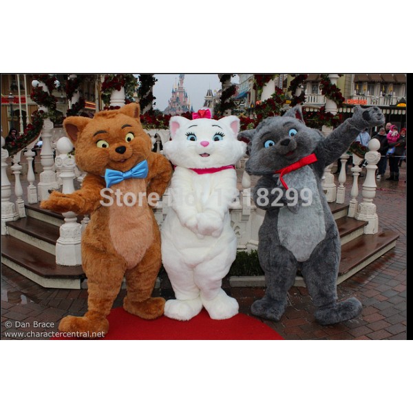 white / brown cat Mascot Costume