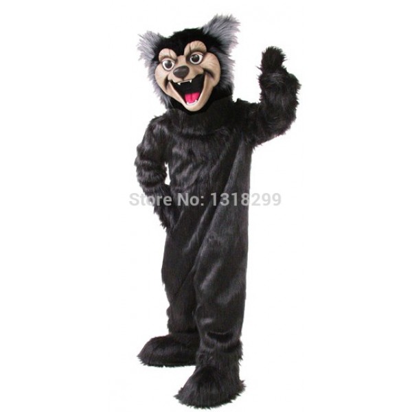 Huge Black Wolf Mascot Costume