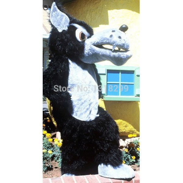 Huge Black Wolf Mascot Costume