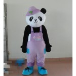 Panda Mascot Costume with Purple Clothes