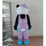 Panda Mascot Costume with Purple Clothes