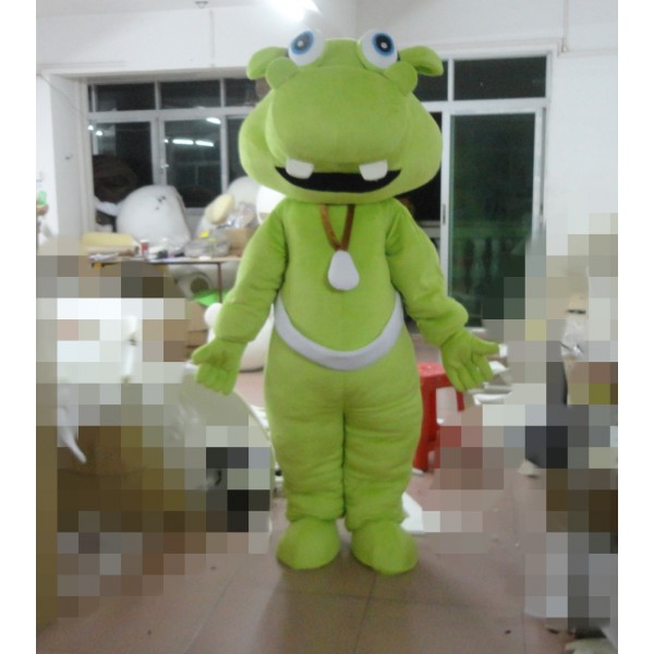 Green Hippo Mascot Costume