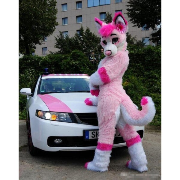 Customized Pink Fursuit Husky Wolf Fox Mascot Costume