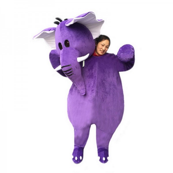 Purple Elephant Mascot Costume