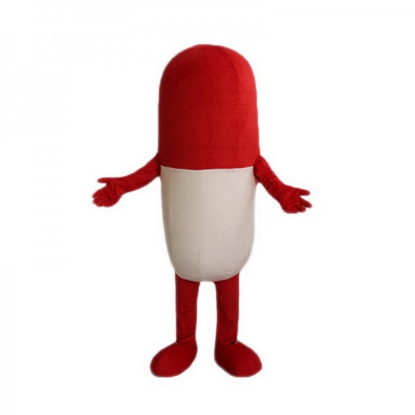 Red and White Pill Capsule Mascot Costume