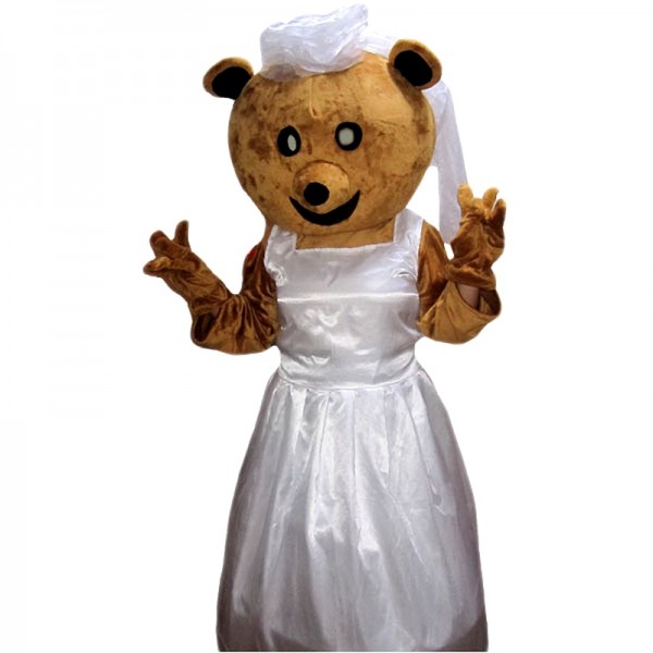 Wedding Bride Bear Mascot Costume